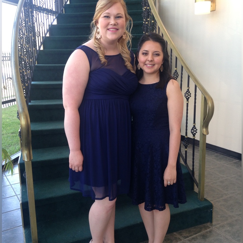 David’s Bridal Mesh Dress with Illusion Neckline